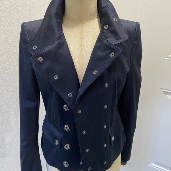Burberry Jackets & Blazers - NWT Burberry Navy Double Breasted Jacket, size 6, with neck strap and be…